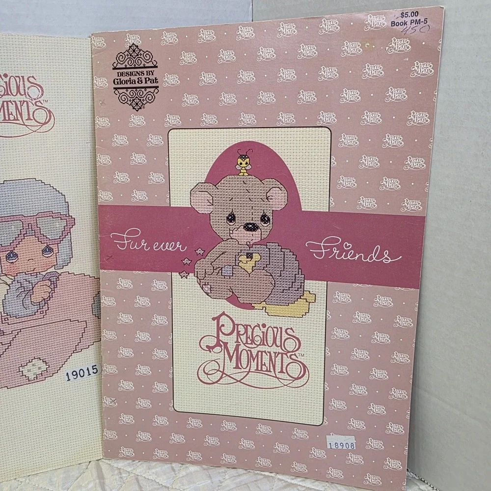 Lot Of 4 Vintage Precious Moments Cross Stitch Pattern Books Gloria & Pat 1980s
